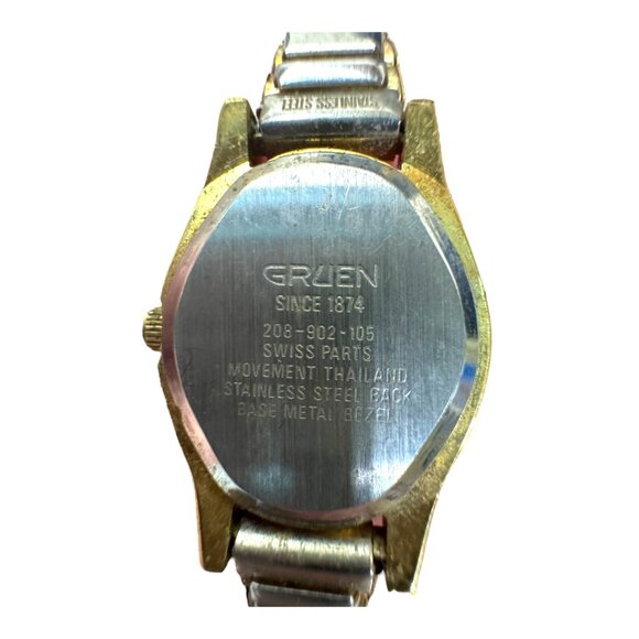 Vtg Gruen Womens Quartz Watch Stainless Steel Gold-Tone Swiss 208-902 Untested - Picture 4 of 6